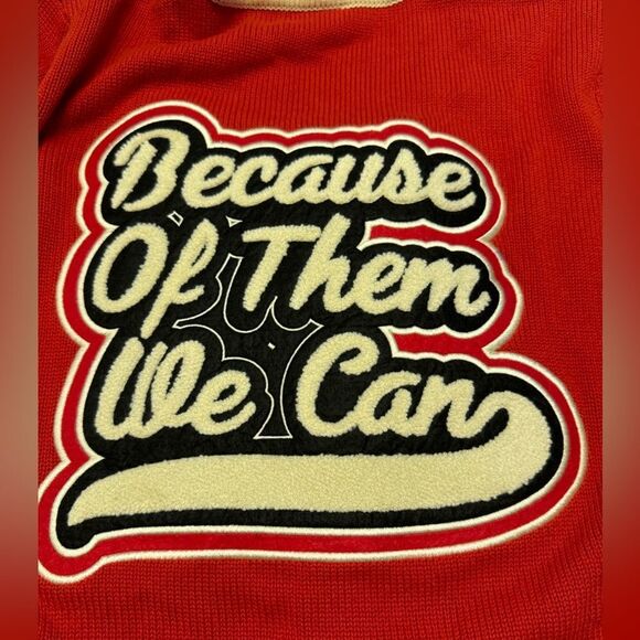 Preppy Because of them we can retro cardigan BIPOC academia 1950s quality cotton - Picture 9 of 13